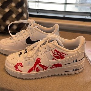 Custom Nike Air Force 1, Double Air Low White Black.